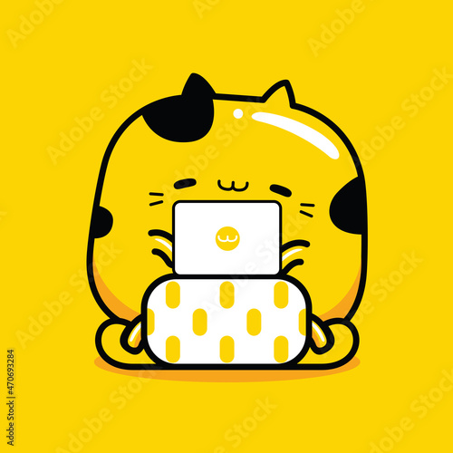 cute cat character graphic designer profession