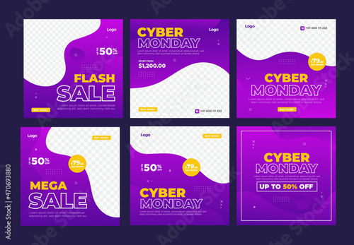 gradient cyber monday social media post collection