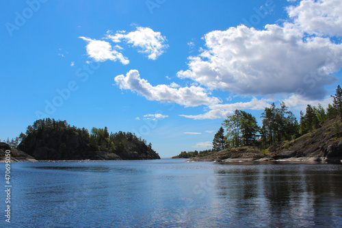 Beautiful view of the small islands in Lake Ladoga