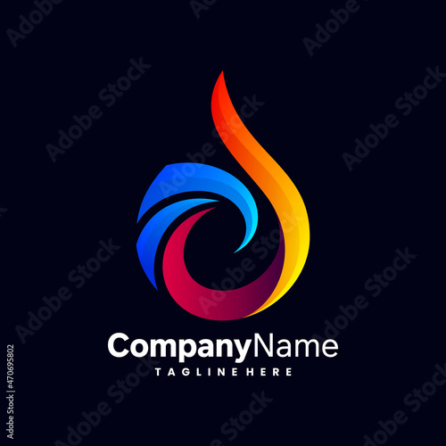 flame fire and water logo
