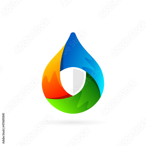 water and shield logo in colorful style