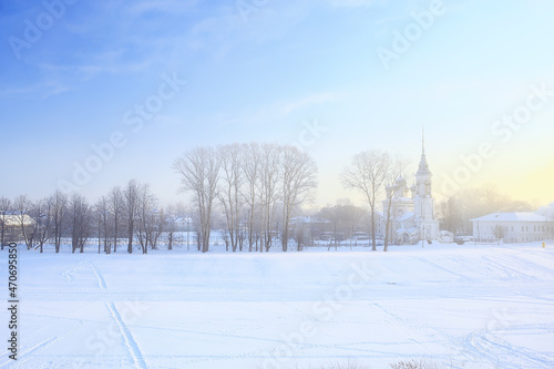 landscape monastery winter Vologda Ferapontovo Kirillov, Russian North © kichigin19