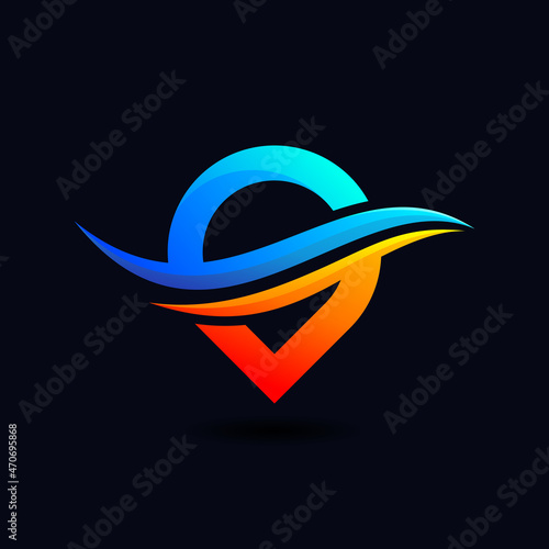 air conditioning logo with pin location shape
