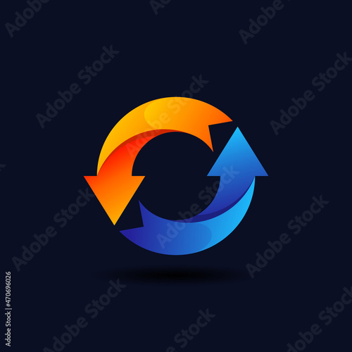 circular arrow shape logo for design template