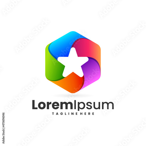 hexagon star logo in colorful style Free Download hexagon star logo in colorful style - GFXLoad