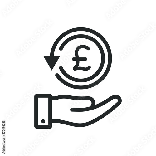 Pound chargeback on hand icon design isolated on white background. Vector illustration