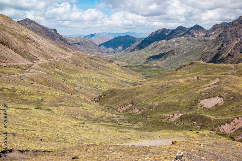 Peruvian mountains landscape close to Vinicunca Rainbow Mountain in Cusco Province, Peru