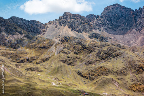 Peruvian mountains landscape close to Vinicunca Rainbow Mountain in Cusco Province, Peru