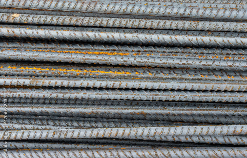 Steel rods bars can used for reinforce concrete, steel texture for background. Construction concept. Texture