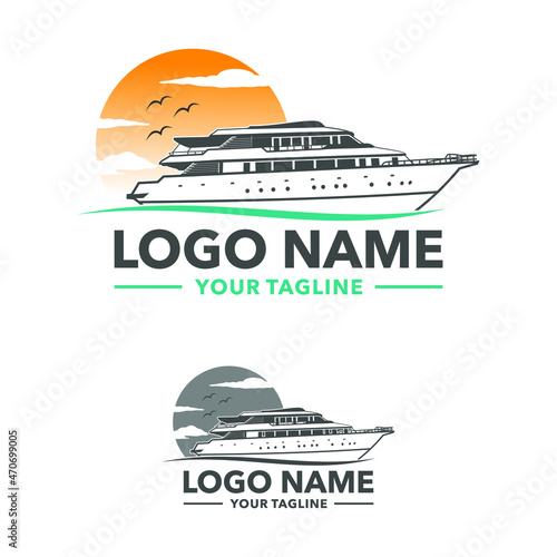 cruise ship line art logo