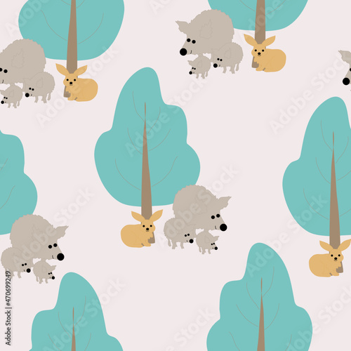 Cute woodland animals, seamless pattern design perfect to use on the web or in print