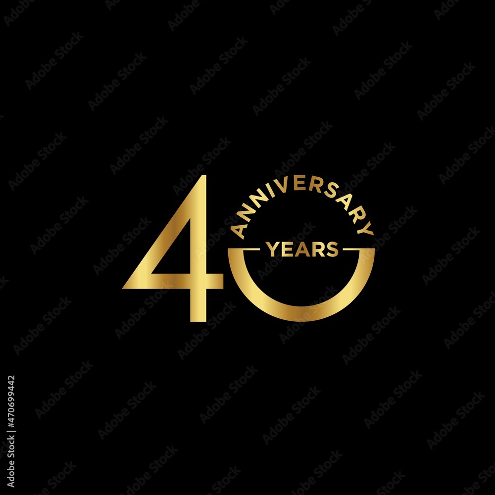 Fototapeta premium Template logo 40th Anniversary with gold color, Vector, Illustration, EPS10