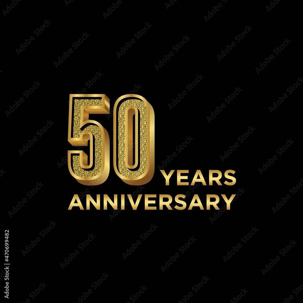 50th Anniversary logo template with gold color, Vector, Illustration, EPS10