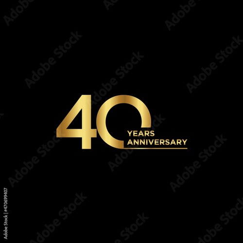 Template logo 40th Anniversary with gold color, Vector, Illustration, EPS10