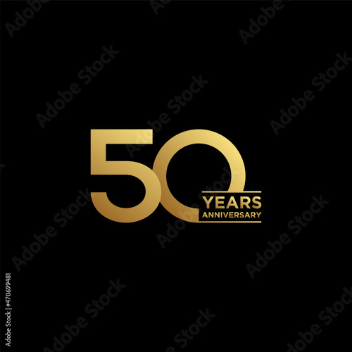 50th Anniversary logo template with gold color, Vector, Illustration, EPS10