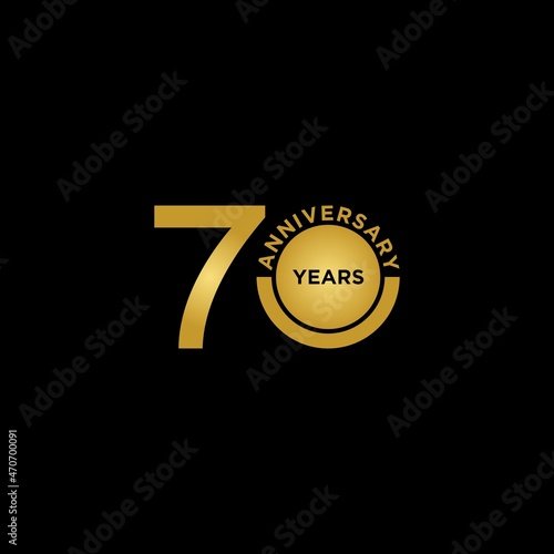 Template logo 70th Anniversary with gold color, Vector, Illustration, EPS10
