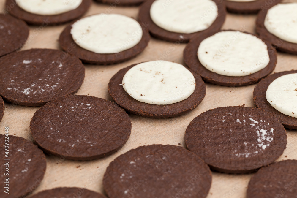 chocolate cookies with creamy cream filling chocolate cookies with creamy cream filling