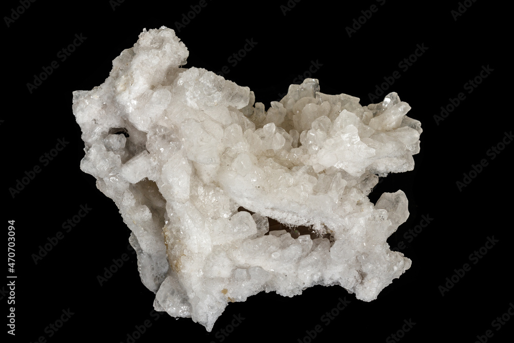 Macro stone calcite mineral on a black background Macro stone calcite mineral on a black background