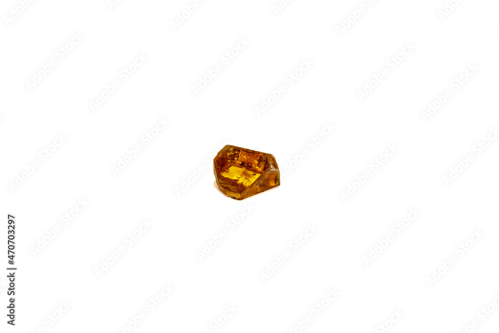 Macro yellow diamond mineral stone on white background Macro yellow diamond mineral stone on white background