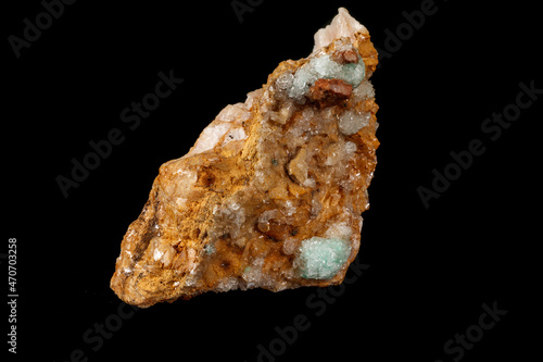 Macro stone Apophyllite mineral on black background