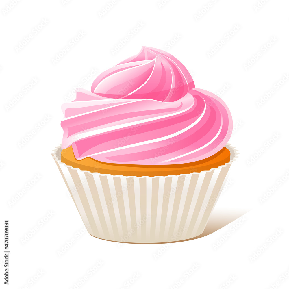 Cupcake icon. Pink muffin cup cake dessert Cupcake icon. Pink muffin cup cake dessert