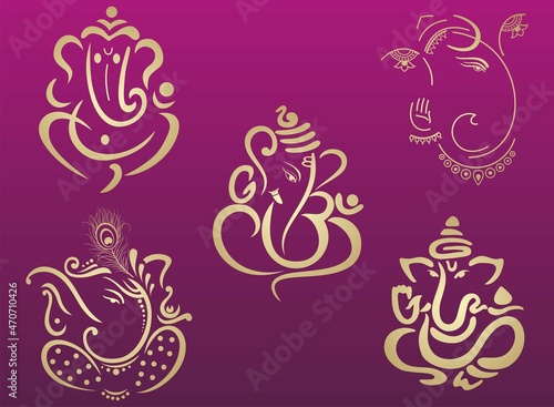 Ganesha, Aum, Hindu wedding card, Diwali, India	
