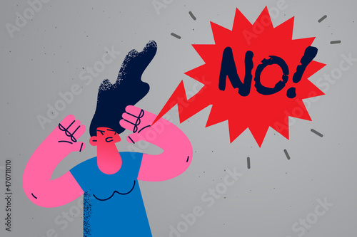 Mad woman say no protest against social issues 