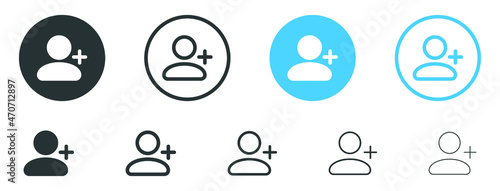 Add new user icon vector male person profile avatar with plus symbol, Add user profile icon