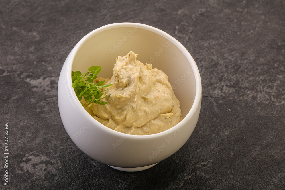 Vegan food - hummus with olive oil Vegan food - hummus with olive oil