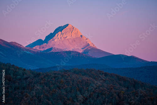 Espigüete Peak seen at sunset from Riaño, Spain