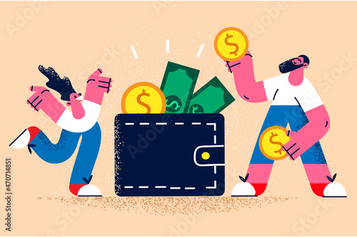 Happy people make money saving for future 