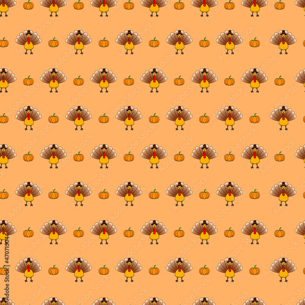 Cute seamless Country Fall patterns for Wallpapers and Wall Design With chicken Turkey and Pumpkins. Cute seamless Country Fall patterns for Wallpapers and Wall Design With chicken Turkey and Pumpkins.