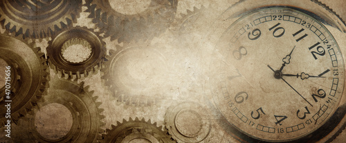 Grunge clock and cog gears