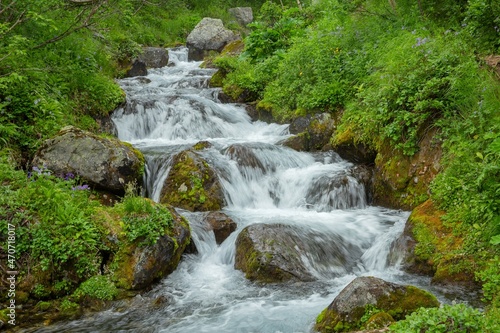 Waterfall in Vatchkazhets valley (former volcano field), Kamchatka, Russia