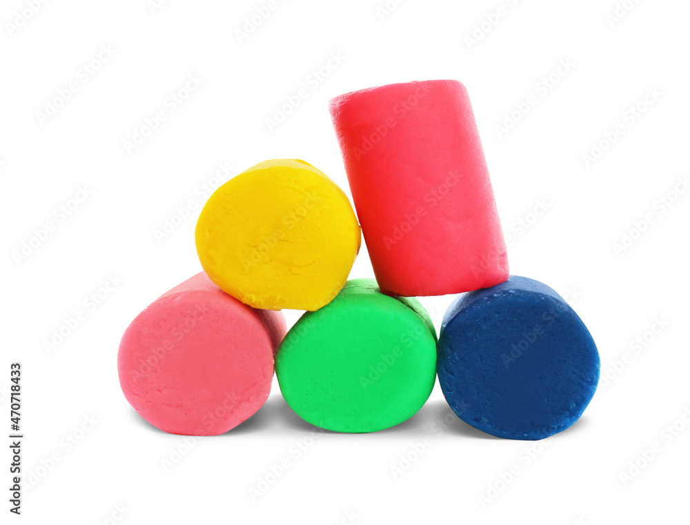 Different colorful play dough on white background Different colorful play dough on white background
