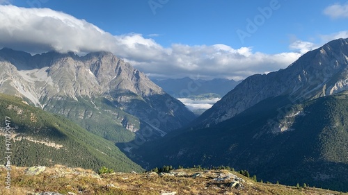 Valley in Engadin in Switzerland, near S-charl and Scuol