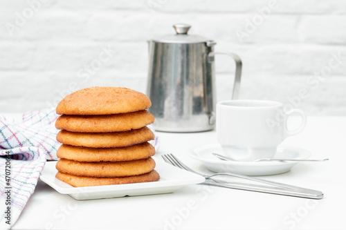 pancake cake maple syrup hand hold woman kitchen chef tea coffee