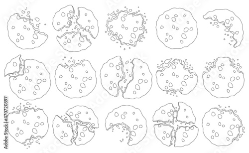 Cookies with crumbs vector ouline set icon. Vector illustration biscuit on white background. Isolated ouline set icon cookies with crumbs.