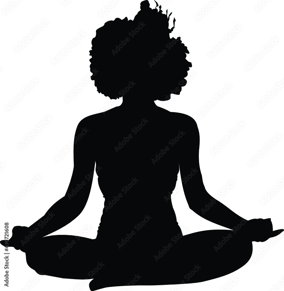 African American Woman Yoga SVG Yoga Silhouette