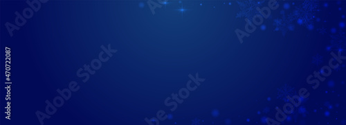 Silver Confetti Vector Pnoramic Blue Background.