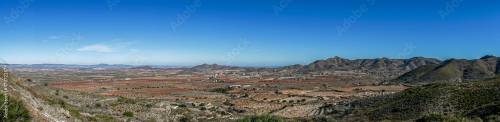 Dry Landscape in the Cabo de Gata Níjar Natural Park in southern Spain at the Mediterranean sea