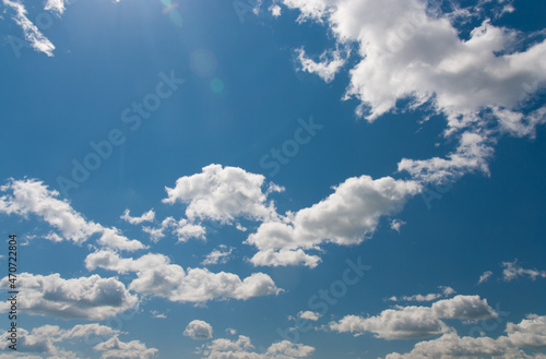 Beautiful skies in sunlight. Sunny sky background whith clouds.