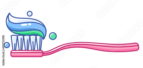 Illustration of teeth cleaning. Dentistry and health care icon. Stomatology medical item.