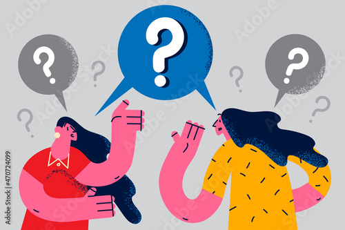 Women talk feel confused have misunderstanding in communication 