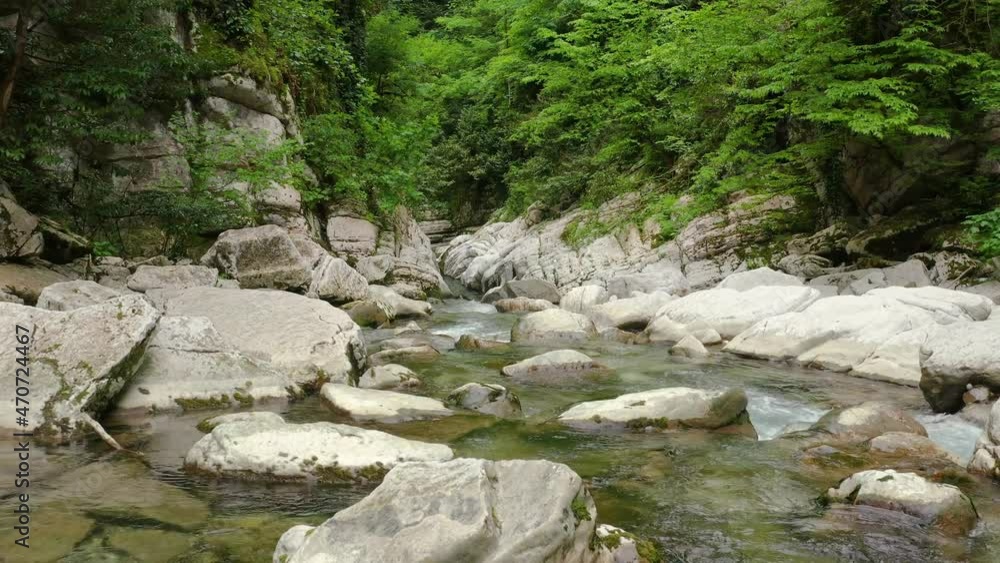 Caucasus. A flight in the Navalishinsky canyon over the Khosta mountain river. Subtropical forest. Caucasus. A flight in the Navalishinsky canyon over the Khosta mountain river. Subtropical forest.