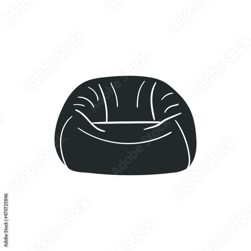 Puff Icon Silhouette Illustration. Soft Sofa Vector Graphic Pictogram Symbol Clip Art. Doodle Sketch Black Sign.