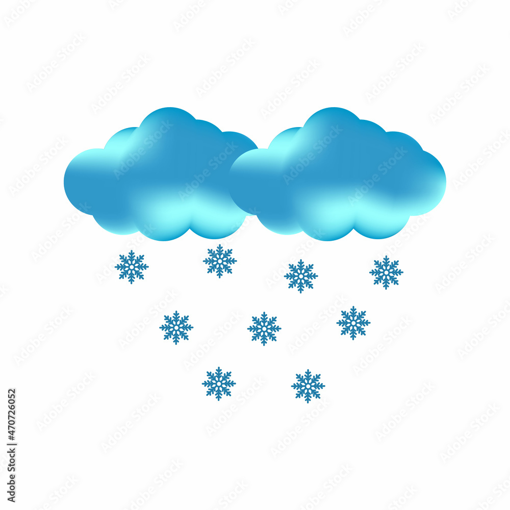 Cloud and snowflakes icon in flat style on white background