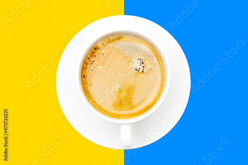 Espresso cup on a vivid background