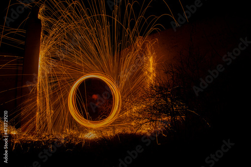 Circular red lights with sparks