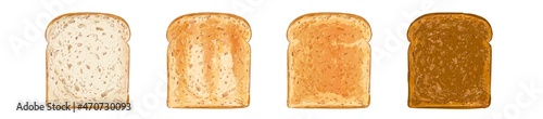 Set of sliced bread toast vector. Slice of a whole wheat white bread. Bakery, food, piece of roasted crouton for sandwich snack. Realistic illustration image. photo